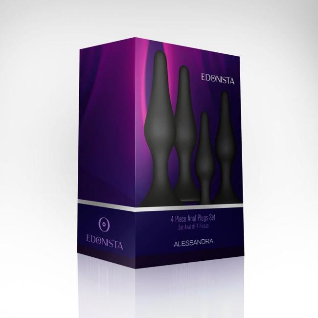 Edonista Alessandra 4Pc Anal Plug Set Black  image 1