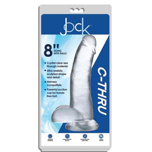 Jock C-Thru 8In Clear Dildo W/ Balls Tpe  image 2