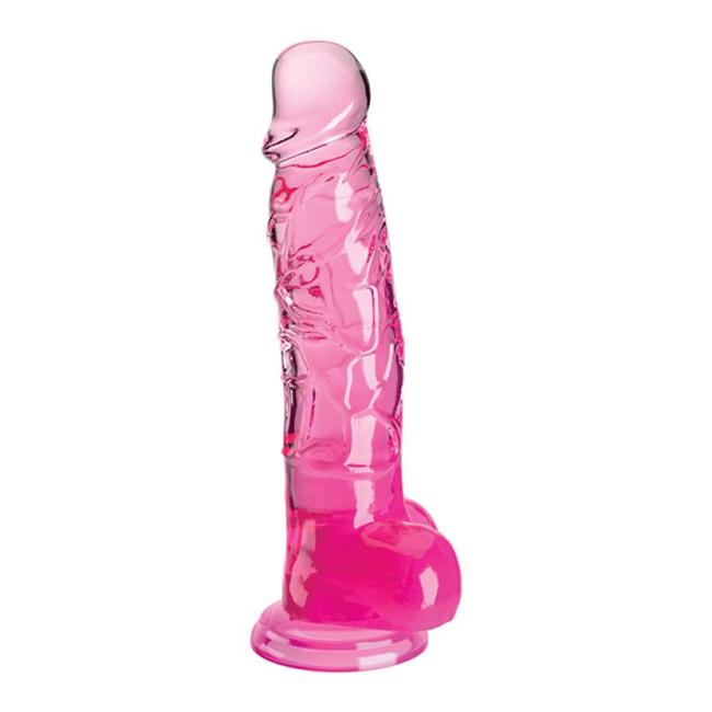 King Cock Clear 8In W/ Balls Pink  image 2