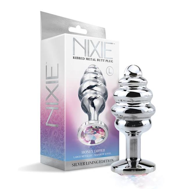 Nixie Honey Dipper Large Ribbed Stainless Steel Plug  image 1