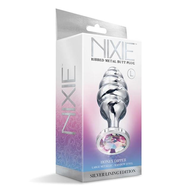 Nixie Honey Dipper Large Ribbed Stainless Steel Plug  image 4